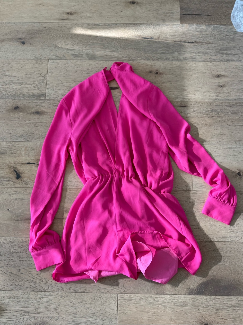 superdown Hot Pink Long-Sleeve One-Piece Romper